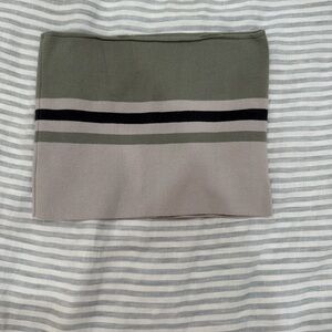 Free People Olive and Cream Knit Scarf